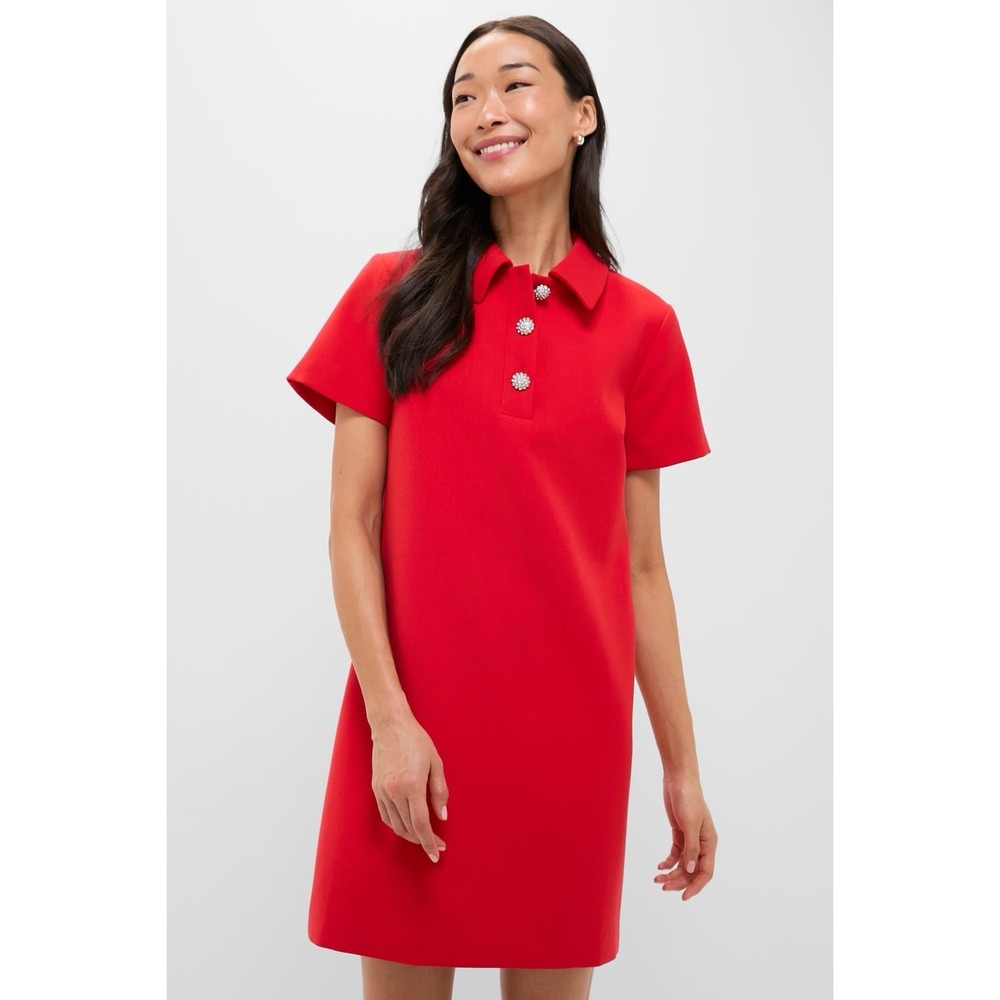 Tuckernuck Helen Dress XXL Red Crystal Button Shift Mini NWT Wedding Guest